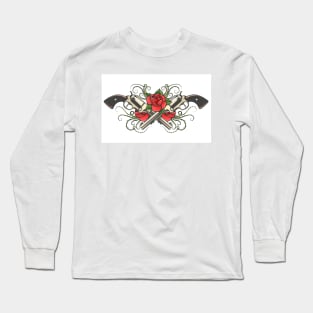 Two Guns and Roses with Thorns Long Sleeve T-Shirt